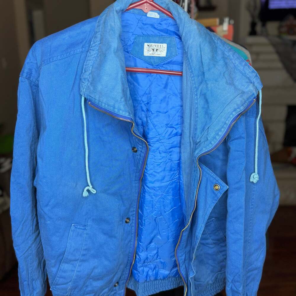 Vintage Nashville Blue Bomber Jacket with Quilted Lining